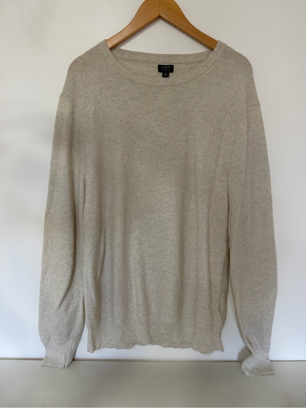 J.Crew 100% Cotton Lightweight Knit Crewneck Sweater Beige Women’s Large Classic